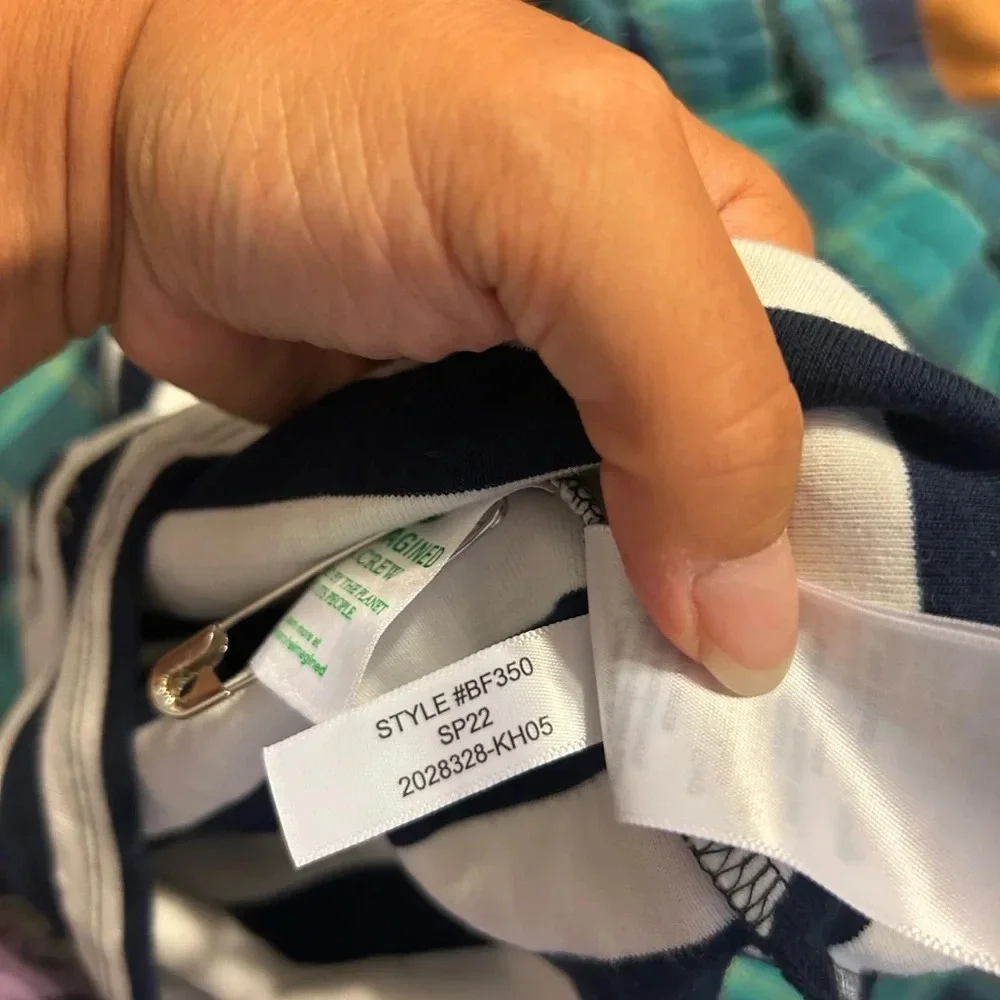 J.Crew Navy Blue Striped Scoop Neck Top